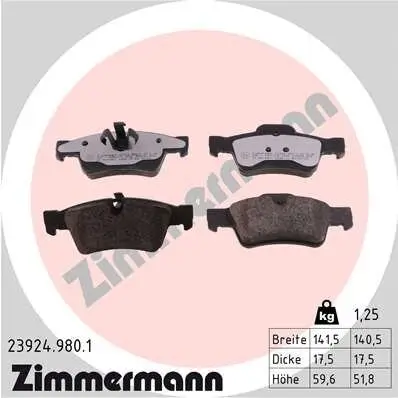 Bremsbelagsatz, Scheibenbremse ZIMMERMANN 23924.980.1