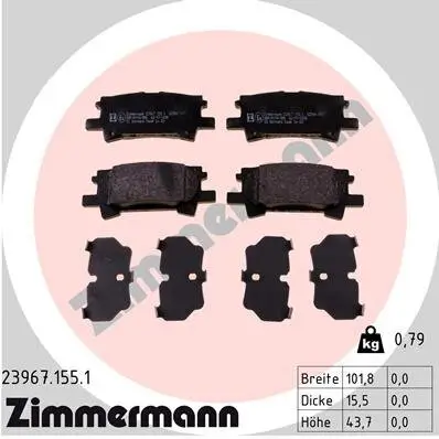 Bremsbelagsatz, Scheibenbremse ZIMMERMANN 23967.155.1