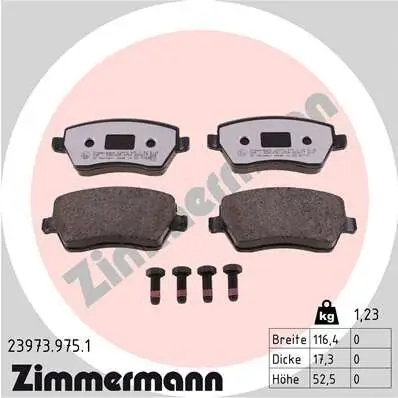 Bremsbelagsatz, Scheibenbremse ZIMMERMANN 23973.975.1 Bild Bremsbelagsatz, Scheibenbremse ZIMMERMANN 23973.975.1