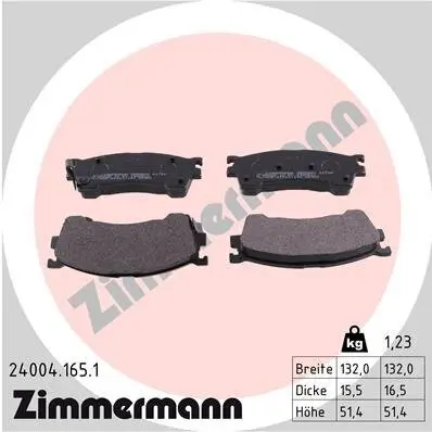 Bremsbelagsatz, Scheibenbremse ZIMMERMANN 24004.165.1 Bild Bremsbelagsatz, Scheibenbremse ZIMMERMANN 24004.165.1