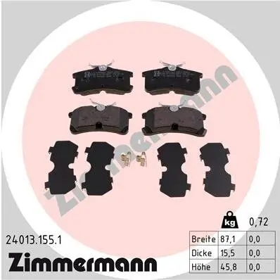 Bremsbelagsatz, Scheibenbremse ZIMMERMANN 24013.155.1 Bild Bremsbelagsatz, Scheibenbremse ZIMMERMANN 24013.155.1