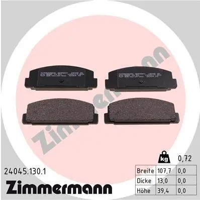 Bremsbelagsatz, Scheibenbremse Hinterachse ZIMMERMANN 24045.130.1