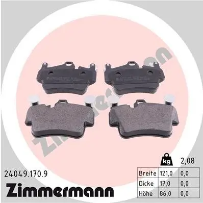 Bremsbelagsatz, Scheibenbremse ZIMMERMANN 24049.170.9 Bild Bremsbelagsatz, Scheibenbremse ZIMMERMANN 24049.170.9
