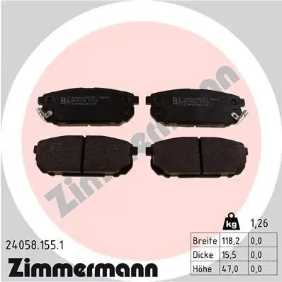 Bremsbelagsatz, Scheibenbremse ZIMMERMANN 24058.155.1 Bild Bremsbelagsatz, Scheibenbremse ZIMMERMANN 24058.155.1