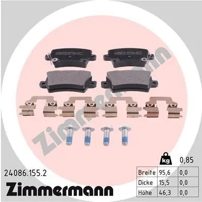 Bremsbelagsatz, Scheibenbremse ZIMMERMANN 24086.155.2 Bild Bremsbelagsatz, Scheibenbremse ZIMMERMANN 24086.155.2