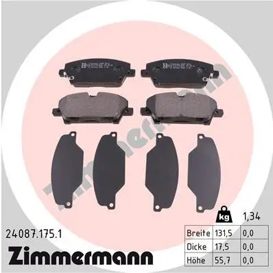Bremsbelagsatz, Scheibenbremse Vorderachse ZIMMERMANN 24087.175.1 Bild Bremsbelagsatz, Scheibenbremse Vorderachse ZIMMERMANN 24087.175.1
