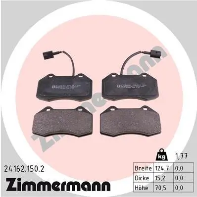 Bremsbelagsatz, Scheibenbremse Vorderachse ZIMMERMANN 24162.150.2 Bild Bremsbelagsatz, Scheibenbremse Vorderachse ZIMMERMANN 24162.150.2