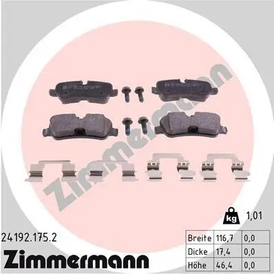 Bremsbelagsatz, Scheibenbremse ZIMMERMANN 24192.175.2 Bild Bremsbelagsatz, Scheibenbremse ZIMMERMANN 24192.175.2