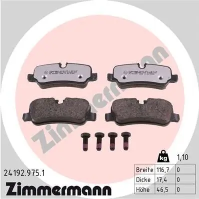 Bremsbelagsatz, Scheibenbremse ZIMMERMANN 24192.975.1 Bild Bremsbelagsatz, Scheibenbremse ZIMMERMANN 24192.975.1