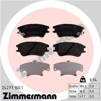 Bremsbelagsatz, Scheibenbremse Vorderachse ZIMMERMANN 24277.160.1