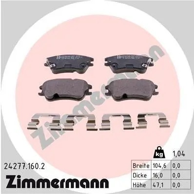 Bremsbelagsatz, Scheibenbremse Vorderachse ZIMMERMANN 24277.160.2