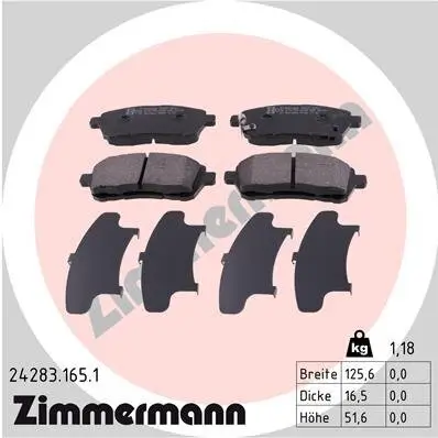 Bremsbelagsatz, Scheibenbremse ZIMMERMANN 24283.165.1