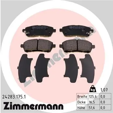 Bremsbelagsatz, Scheibenbremse Vorderachse ZIMMERMANN 24283.175.1