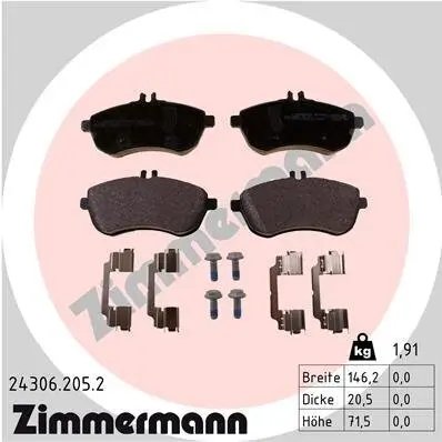 Bremsbelagsatz, Scheibenbremse ZIMMERMANN 24306.205.2