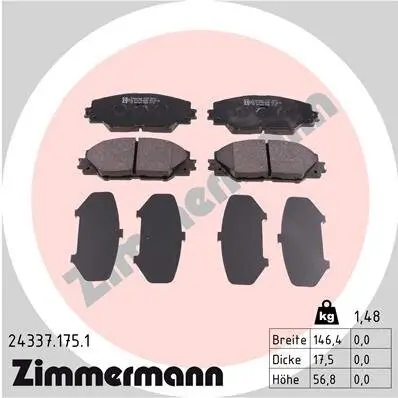 Bremsbelagsatz, Scheibenbremse ZIMMERMANN 24337.175.1