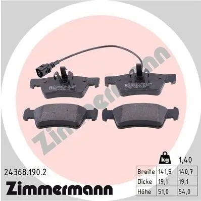 Bremsbelagsatz, Scheibenbremse Hinterachse ZIMMERMANN 24368.190.2 Bild Bremsbelagsatz, Scheibenbremse Hinterachse ZIMMERMANN 24368.190.2