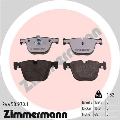 Bremsbelagsatz, Scheibenbremse ZIMMERMANN 24458.970.1 Bild Bremsbelagsatz, Scheibenbremse ZIMMERMANN 24458.970.1