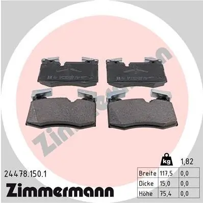 Bremsbelagsatz, Scheibenbremse Vorderachse ZIMMERMANN 24478.150.1 Bild Bremsbelagsatz, Scheibenbremse Vorderachse ZIMMERMANN 24478.150.1