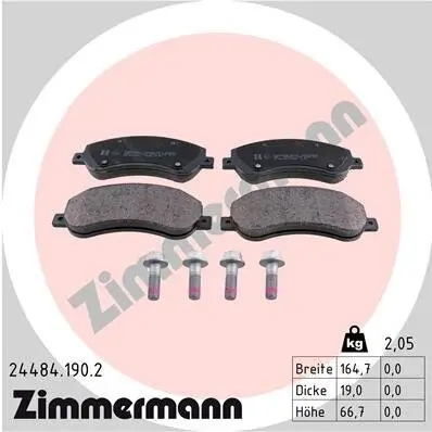 Bremsbelagsatz, Scheibenbremse ZIMMERMANN 24484.190.2 Bild Bremsbelagsatz, Scheibenbremse ZIMMERMANN 24484.190.2