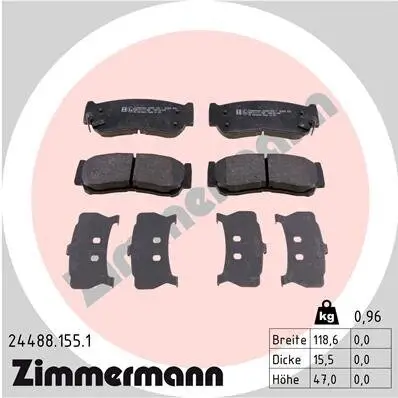 Bremsbelagsatz, Scheibenbremse Hinterachse ZIMMERMANN 24488.155.1