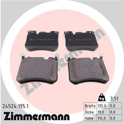 Bremsbelagsatz, Scheibenbremse Vorderachse ZIMMERMANN 24524.195.1