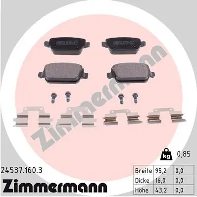 Bremsbelagsatz, Scheibenbremse ZIMMERMANN 24537.160.3