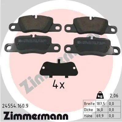 Bremsbelagsatz, Scheibenbremse Hinterachse ZIMMERMANN 24554.160.9
