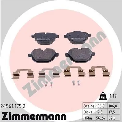 Bremsbelagsatz, Scheibenbremse Hinterachse ZIMMERMANN 24561.175.2 Bild Bremsbelagsatz, Scheibenbremse Hinterachse ZIMMERMANN 24561.175.2