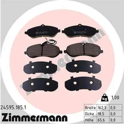 Bremsbelagsatz, Scheibenbremse Vorderachse ZIMMERMANN 24595.185.1 Bild Bremsbelagsatz, Scheibenbremse Vorderachse ZIMMERMANN 24595.185.1