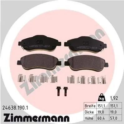 Bremsbelagsatz, Scheibenbremse Vorderachse ZIMMERMANN 24638.190.1