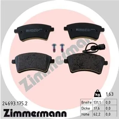 Bremsbelagsatz, Scheibenbremse Vorderachse ZIMMERMANN 24693.175.2