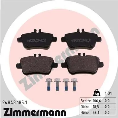 Bremsbelagsatz, Scheibenbremse ZIMMERMANN 24848.185.1 Bild Bremsbelagsatz, Scheibenbremse ZIMMERMANN 24848.185.1