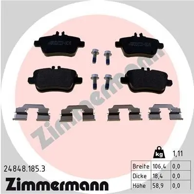 Bremsbelagsatz, Scheibenbremse ZIMMERMANN 24848.185.3