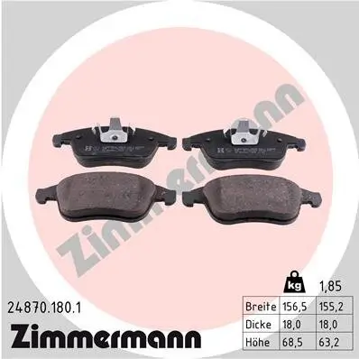 Bremsbelagsatz, Scheibenbremse Vorderachse ZIMMERMANN 24870.180.1