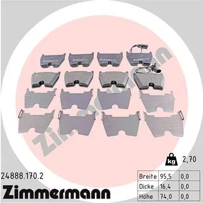 Bremsbelagsatz, Scheibenbremse ZIMMERMANN 24888.170.2 Bild Bremsbelagsatz, Scheibenbremse ZIMMERMANN 24888.170.2