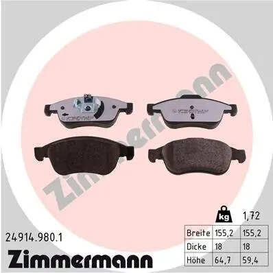 Bremsbelagsatz, Scheibenbremse ZIMMERMANN 24914.980.1