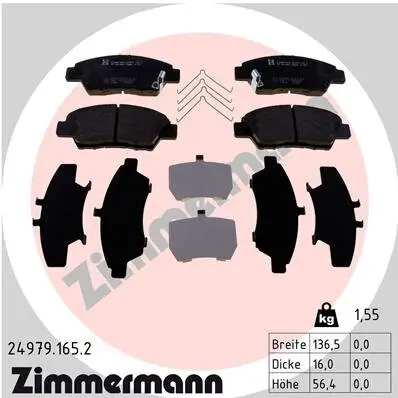 Bremsbelagsatz, Scheibenbremse Vorderachse ZIMMERMANN 24979.165.2