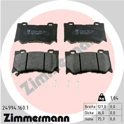 Bremsbelagsatz, Scheibenbremse Vorderachse ZIMMERMANN 24994.160.1