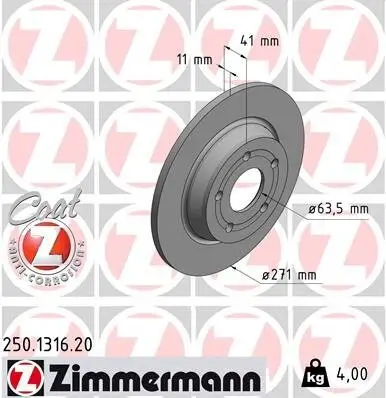 Bremsscheibe Hinterachse ZIMMERMANN 250.1316.20