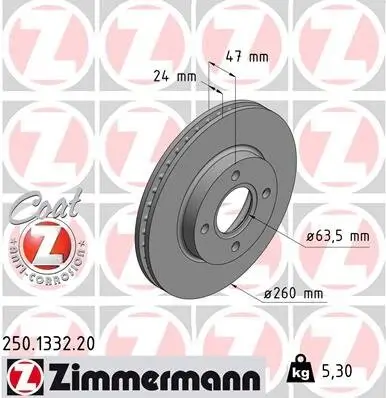 Bremsscheibe ZIMMERMANN 250.1332.20