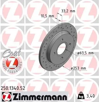 Bremsscheibe ZIMMERMANN 250.1340.52