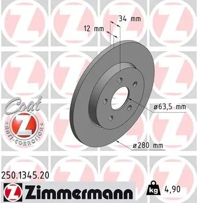 Bremsscheibe ZIMMERMANN 250.1345.20