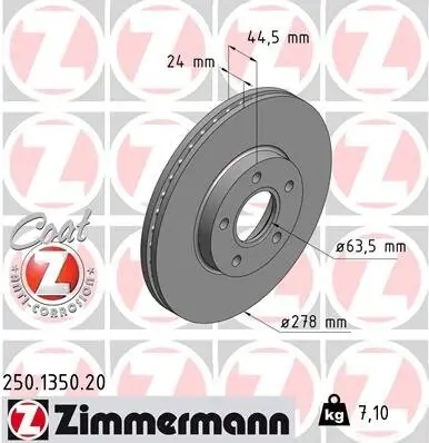 Bremsscheibe ZIMMERMANN 250.1350.20