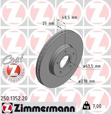 Bremsscheibe ZIMMERMANN 250.1352.20