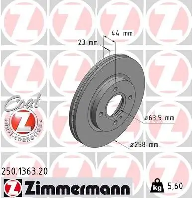 Bremsscheibe Vorderachse ZIMMERMANN 250.1363.20