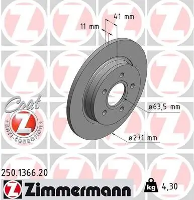 Bremsscheibe ZIMMERMANN 250.1366.20