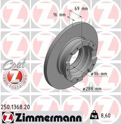 Bremsscheibe Hinterachse ZIMMERMANN 250.1368.20