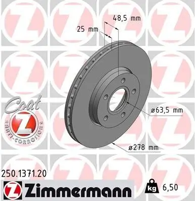 Bremsscheibe ZIMMERMANN 250.1371.20