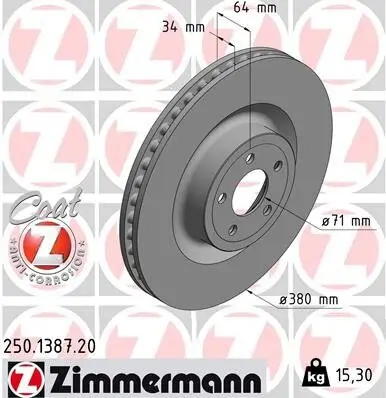 Bremsscheibe Vorderachse ZIMMERMANN 250.1387.20