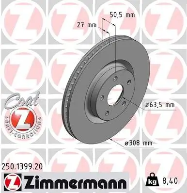 Bremsscheibe ZIMMERMANN 250.1399.20